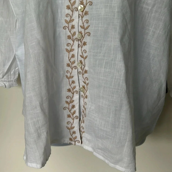 NWT Unique Spectrum white 100% cotton blouse embroidered balloon sleeves XL - Picture 6 of 11